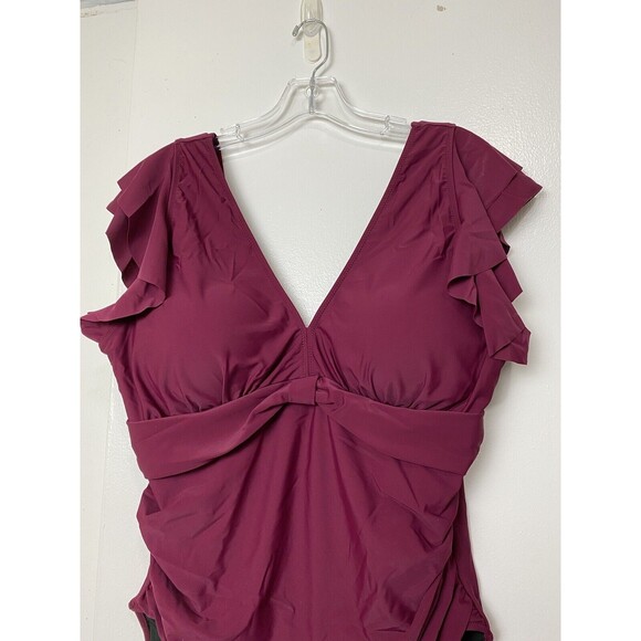 Blooming Jelly Swimsuits Tummy Control Slimming One Piece Burgundy Plus Size 3XL - Picture 13 of 14